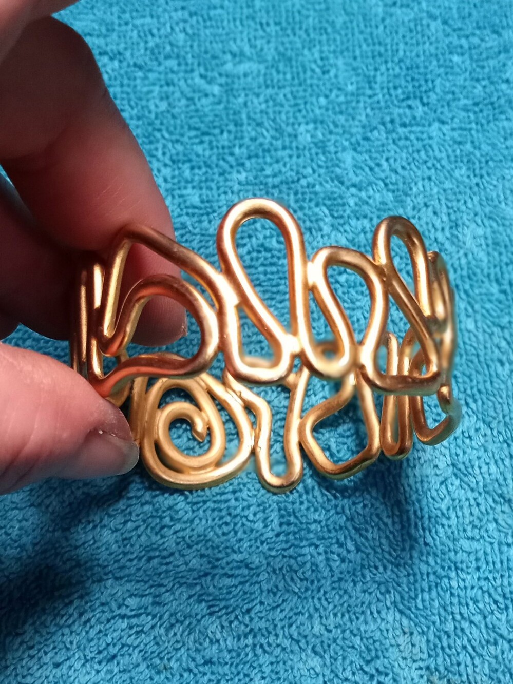 Gold-Tone Curved Wire Bangle Bracelet - Women Jewelry